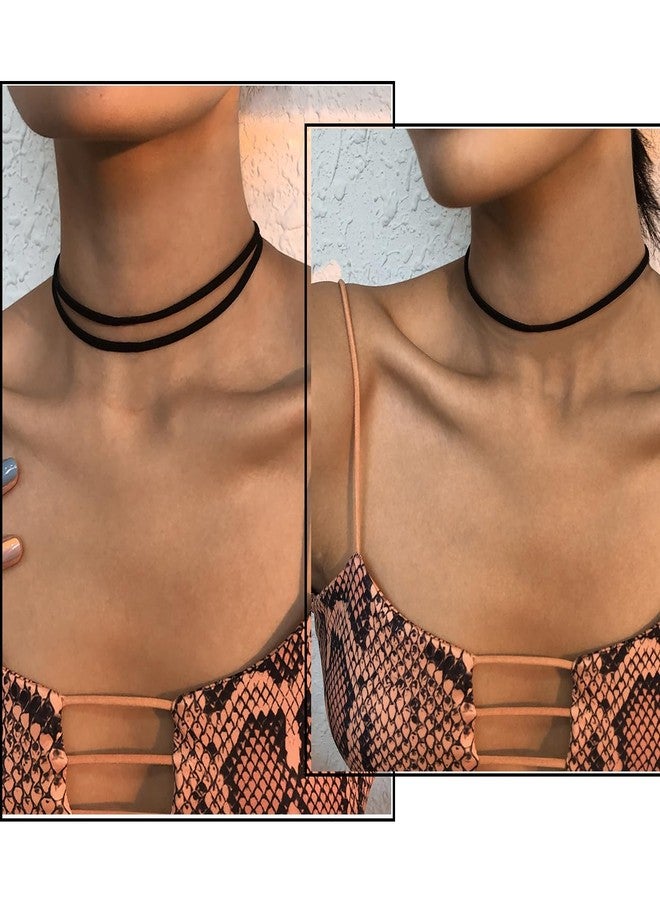 PINCHUAN 4PCS Black Choker Necklace for Women Velvet Choker Heart Pendant Necklace Classic Lace Choker Necklaces Gothic Lace Chokers Choker Gifts-4PCS Black/B - Image 3